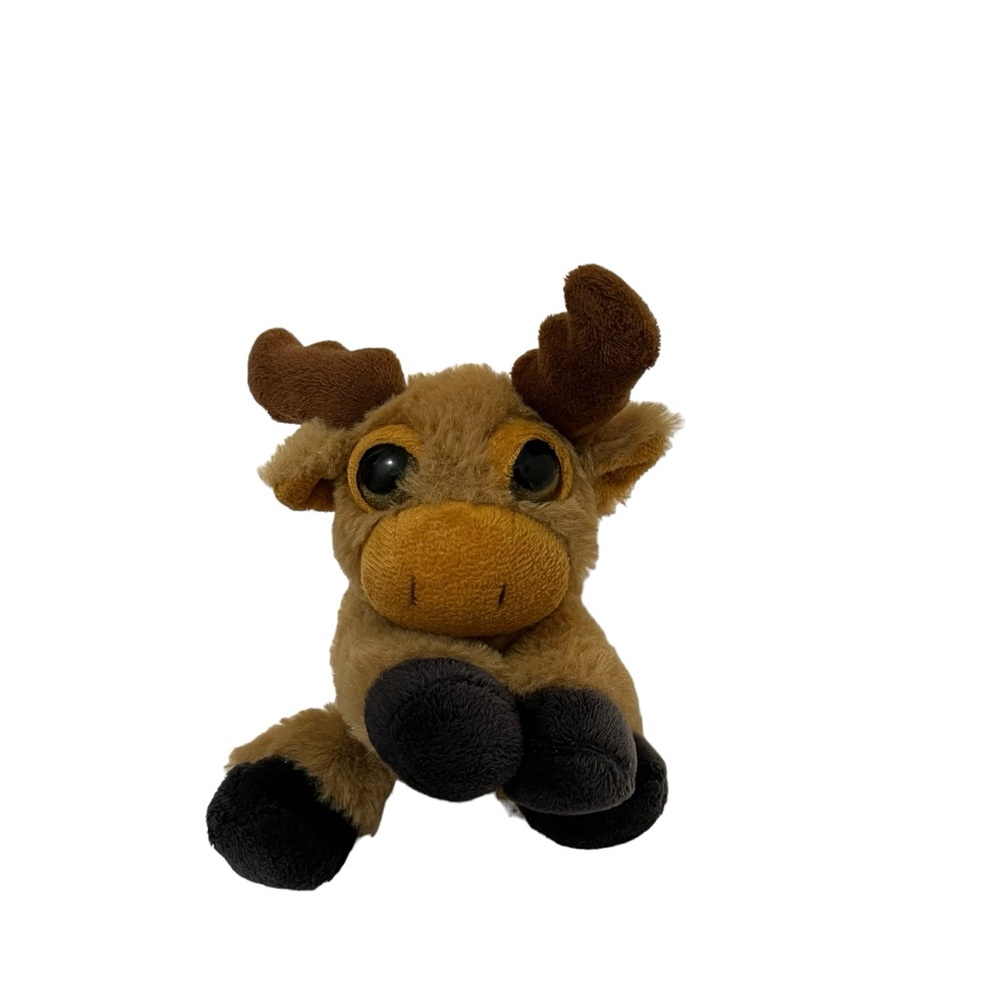 RBI Ron Banafato Inc Brown Stuffed Plush with Gold Glitter Eyes 6" Moose